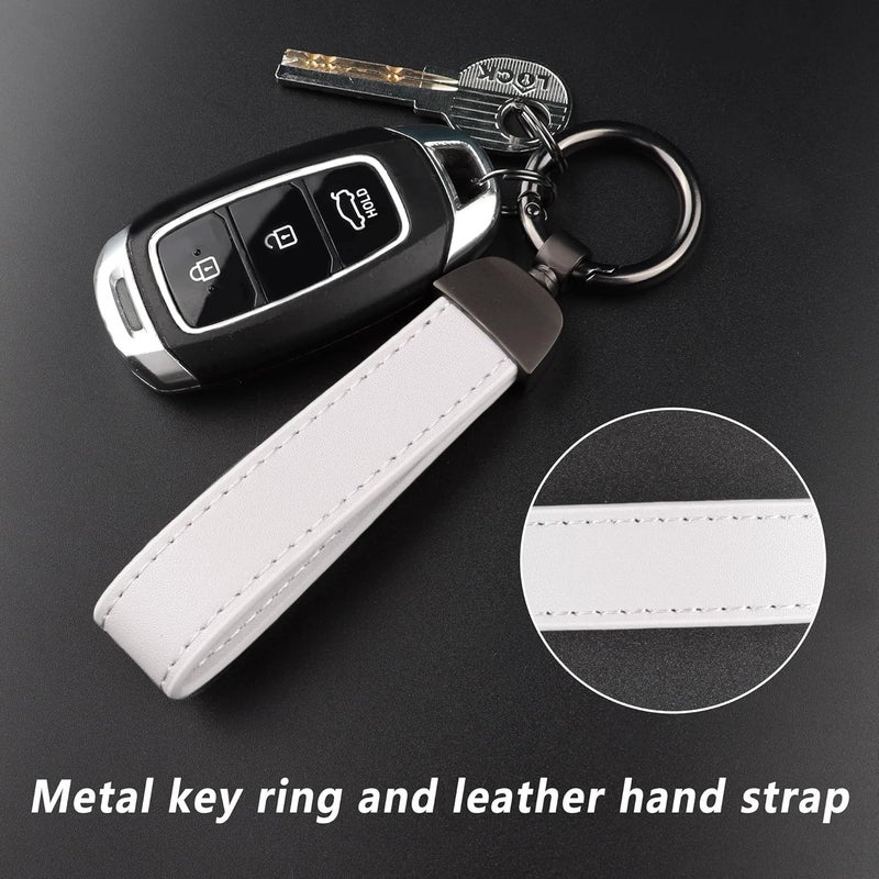 Turcee Leather Keychain, Creative Personality Key Fob, Car Accessories Universal Keychain for Men and Women (White) - Image 2